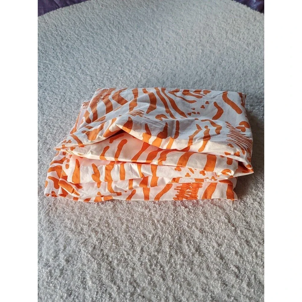 Rooms That Rule 1 Twin Flat Sheet  1 Pillow Case Cotton Orange Zebra Print